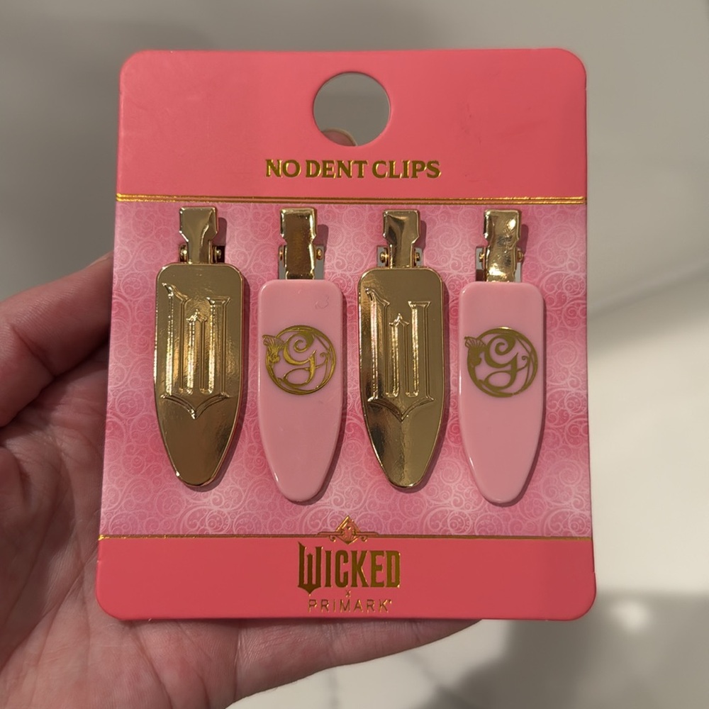 Wicked Primark no dent clips pink and gold new